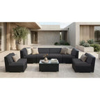 Black 7-Piece Wicker Patio Seating Set with Sunbrella Coal Cushions