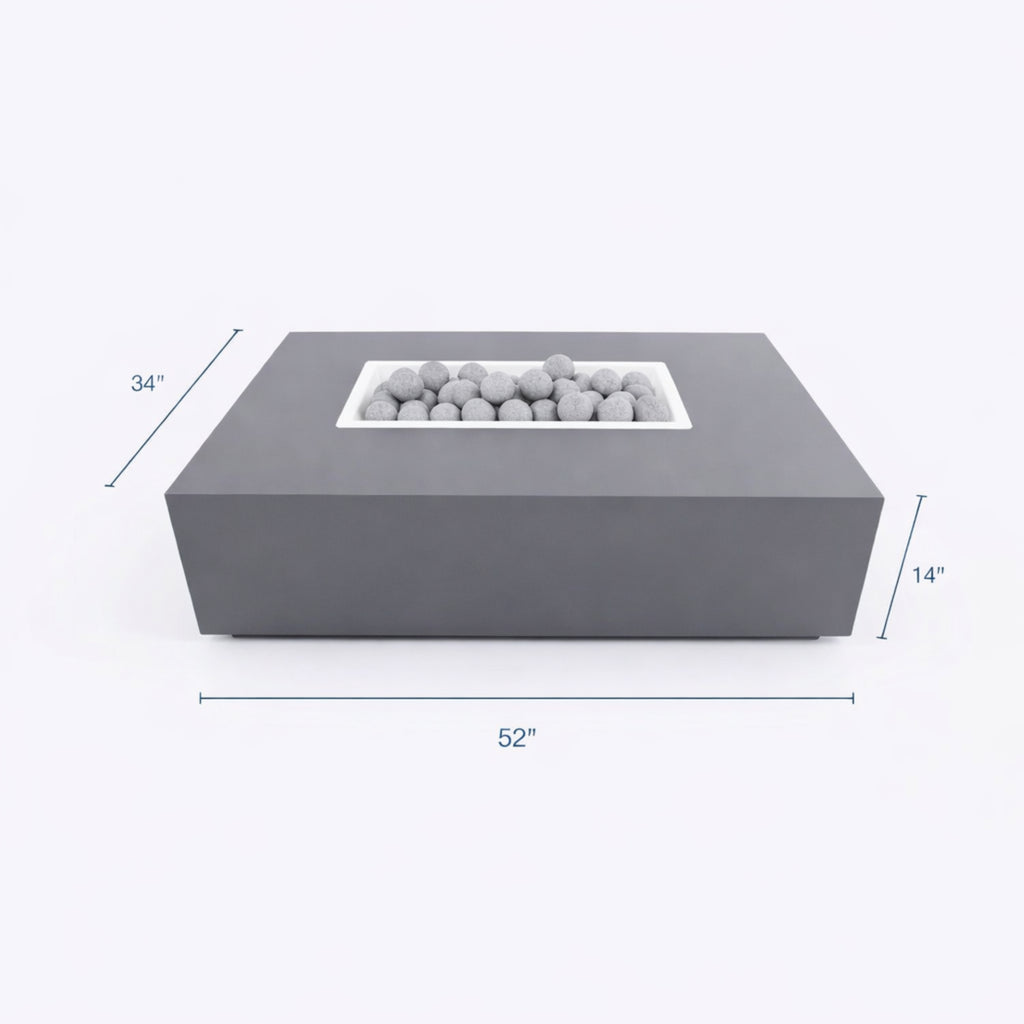 Concrete Fire Pit Table - Rectangular