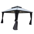 12-Ft X 14-Ft Gazebo Gray Gazebo with Hardtop Roof (Screen Included)