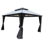 12-Ft X 14-Ft Gazebo Gray Gazebo with Hardtop Roof (Screen Included)
