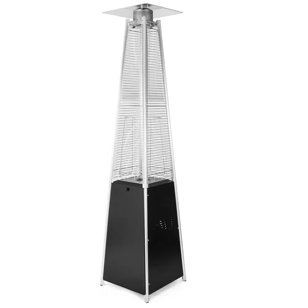 48,000 BTU Steel Propane Standing Pyramid Patio Heater with Wheels Ideal for Backyard Balcony 6-8 People
