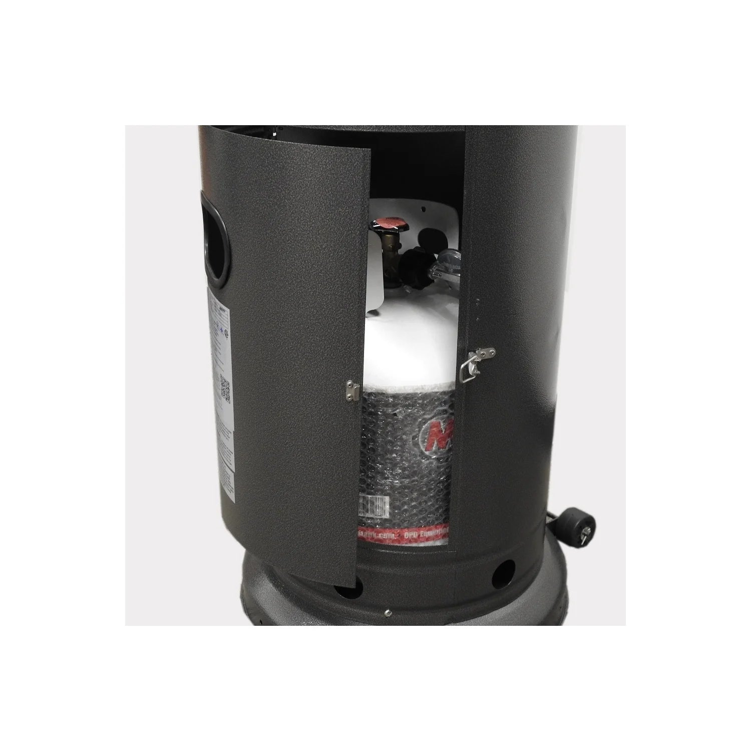 Patio Heater- 87" Tall AZ Patio Heater with Table- Hammered Silver