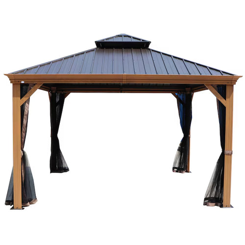 12-Ft X 12-Ft Apollo Powder Coated Gazebo with Hardtop Roof (Screen Included)