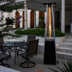 48,000 BTU Steel Propane Standing Pyramid Patio Heater with Wheels Ideal for Backyard Balcony 6-8 People