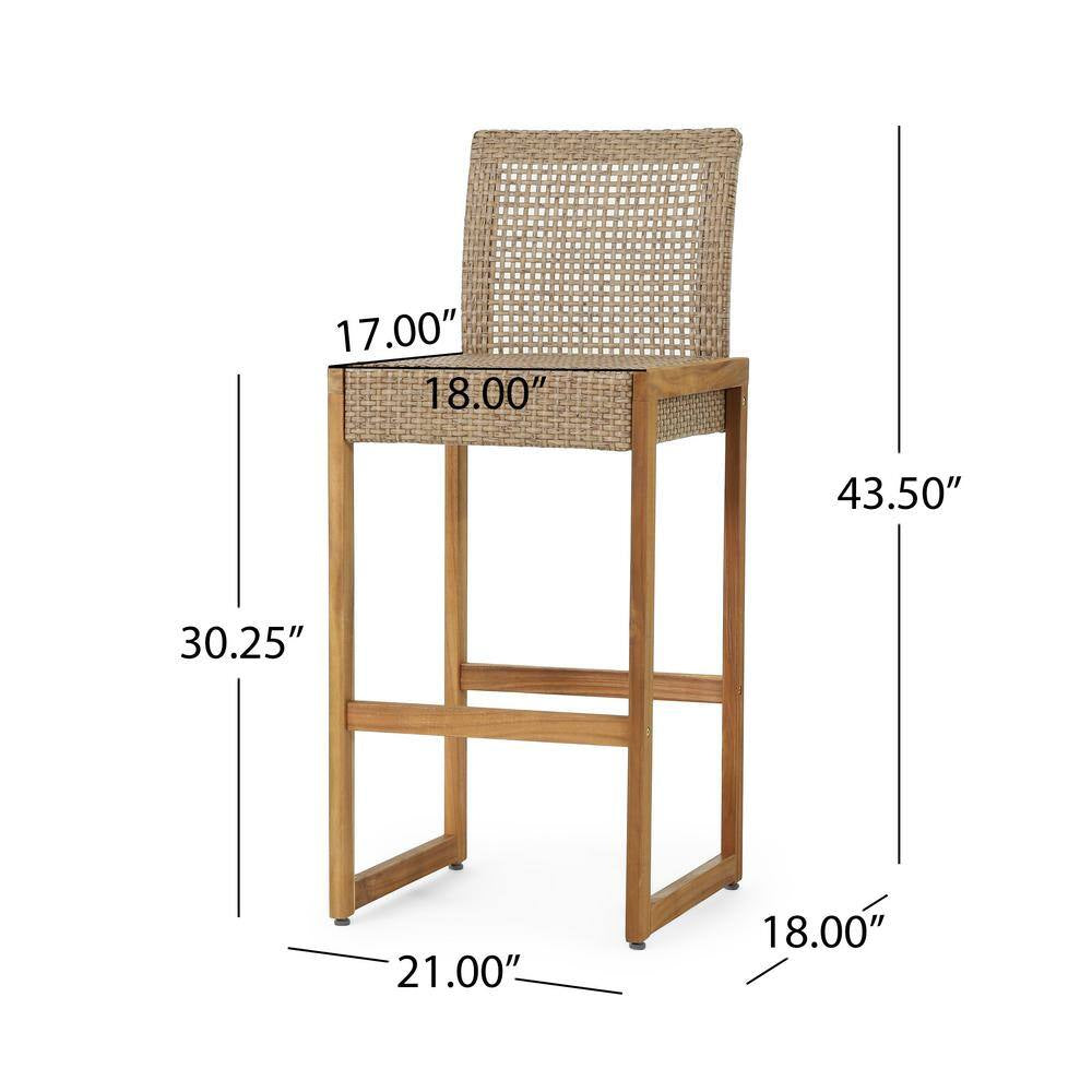 Charlotter Faux Rattan Outdoor Patio Bar Stool (2-Pack)