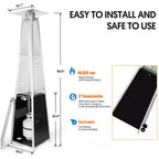 48,000 BTU Steel Propane Standing Pyramid Patio Heater with Wheels Ideal for Backyard Balcony 6-8 People