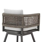 Alegria Bar Height Swivel Aluminum Outdoor Bar Stool with Light Gray Cushion