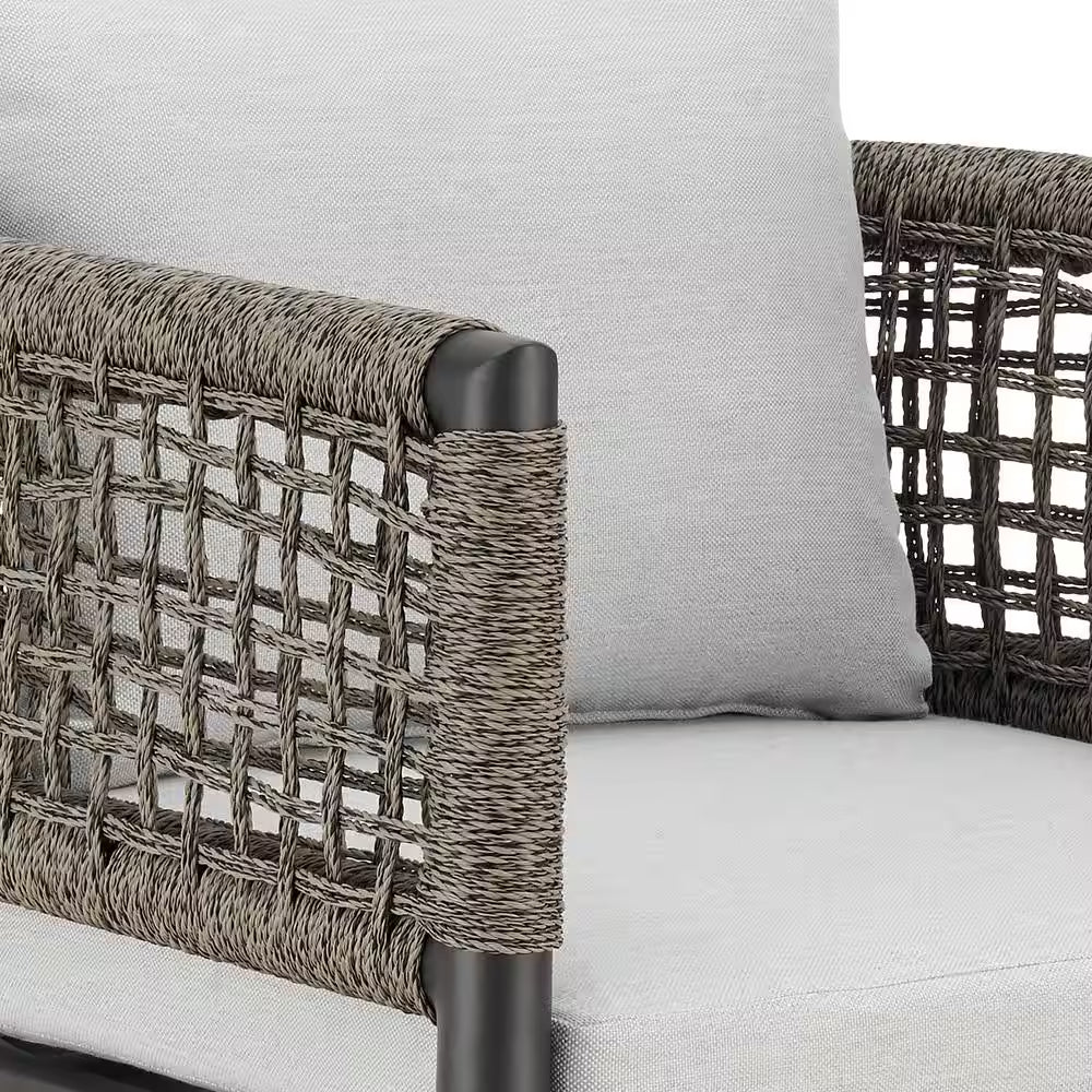 Alegria Bar Height Swivel Aluminum Outdoor Bar Stool with Light Gray Cushion