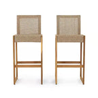 Charlotter Faux Rattan Outdoor Patio Bar Stool (2-Pack)