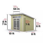 Do-It Yourself Olympia 10 Ft. X 7.5 Ft. Modern Lean-To Wood Garden Shed Storage W/ Floor, Windows, and Lock (75 Sq. Ft.)