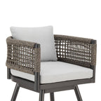 Alegria Bar Height Swivel Aluminum Outdoor Bar Stool with Light Gray Cushion
