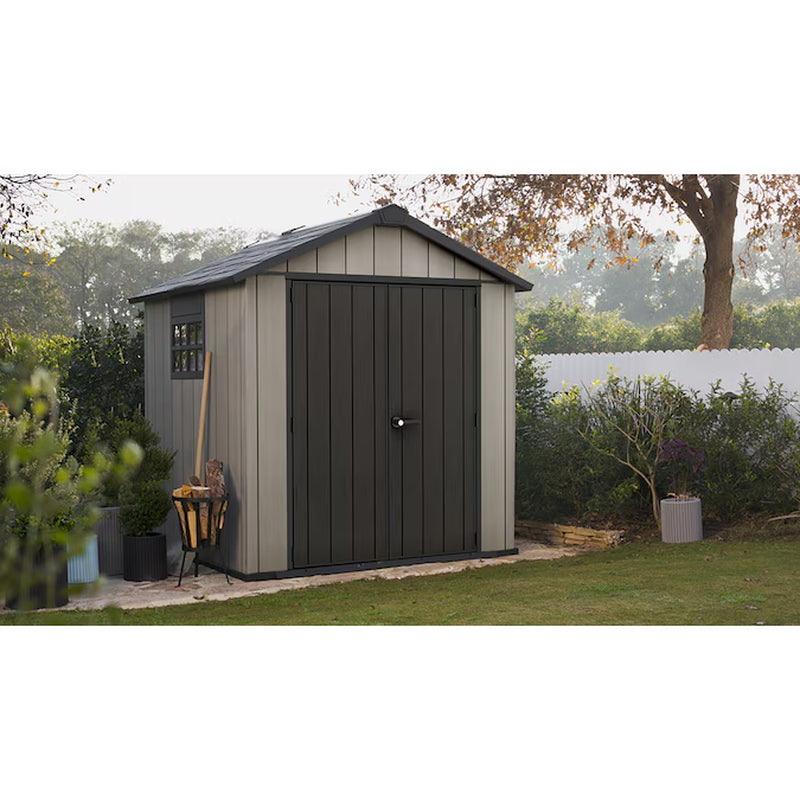 7-Ft X 7-Ft Oakland Outdoor Modern Gray Gable Roof Plastic Resin Storage Shed