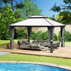 12-Ft X 14-Ft Gazebo Gray Gazebo with Hardtop Roof (Screen Included)