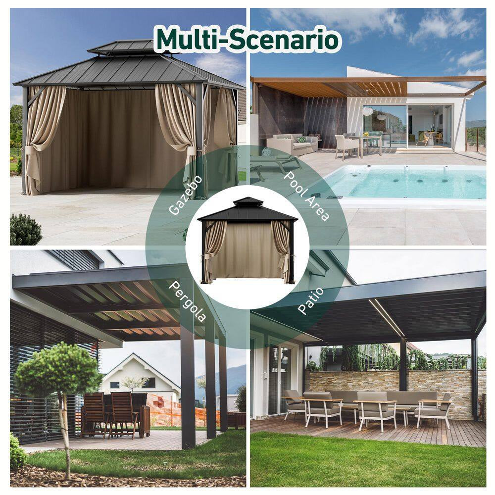 Ultra Series 10 Ft. X 12 Ft. Gazebo Replacement Privacy Curtain, Khaki