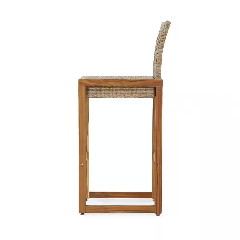 Charlotter Faux Rattan Outdoor Patio Bar Stool (2-Pack)