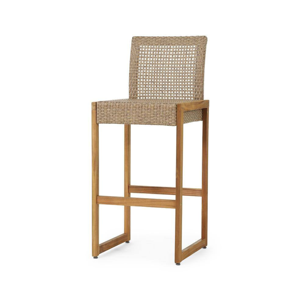 Charlotter Faux Rattan Outdoor Patio Bar Stool (2-Pack)