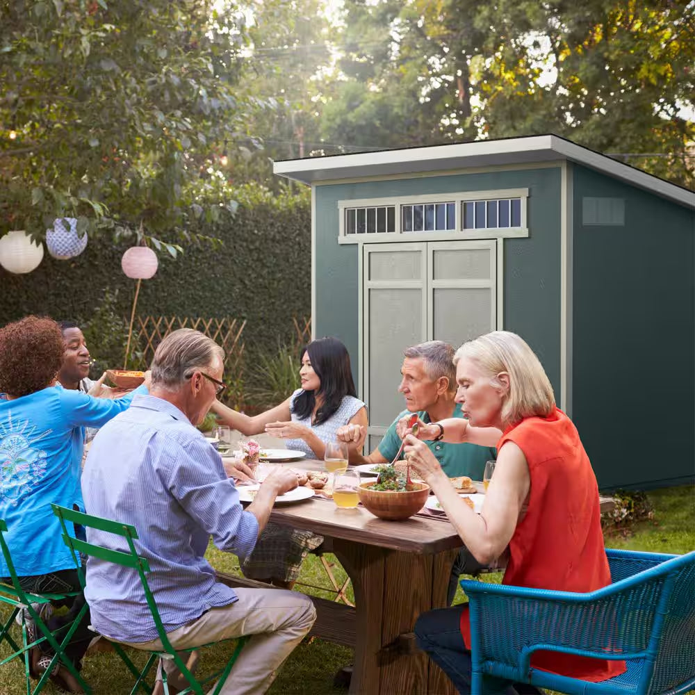 Do-It Yourself Olympia 10 Ft. X 7.5 Ft. Modern Lean-To Wood Garden Shed Storage W/ Floor, Windows, and Lock (75 Sq. Ft.)