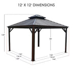 12-Ft X 12-Ft Apollo Powder Coated Gazebo with Hardtop Roof (Screen Included)