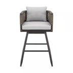 Alegria Bar Height Swivel Aluminum Outdoor Bar Stool with Light Gray Cushion