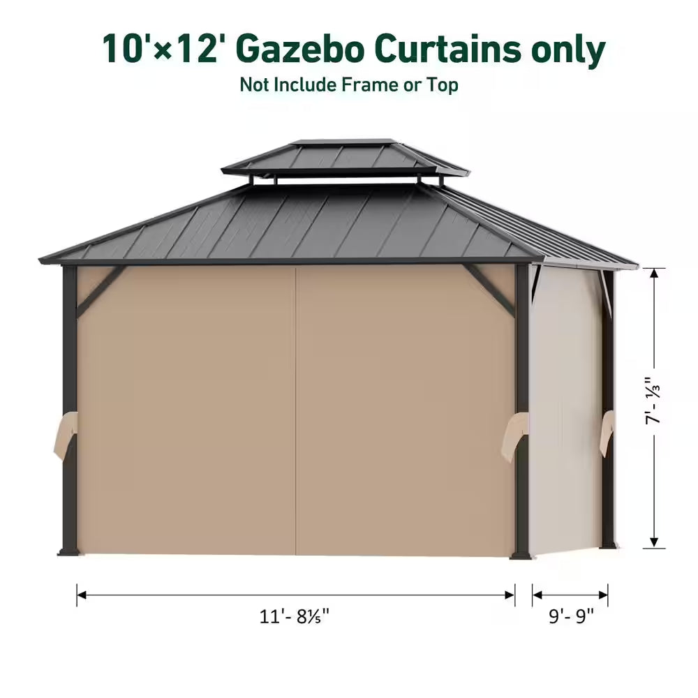 Ultra Series 10 Ft. X 12 Ft. Gazebo Replacement Privacy Curtain, Khaki