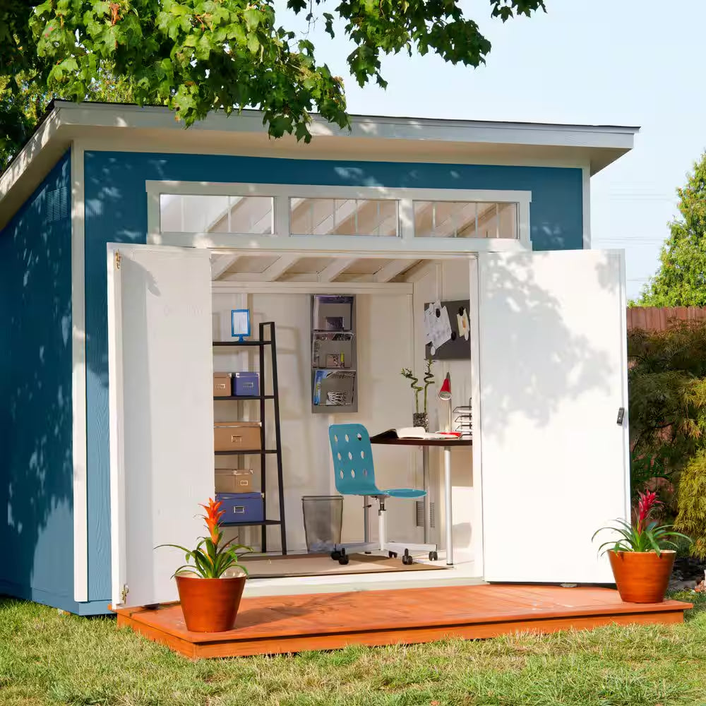 Do-It Yourself Olympia 10 Ft. X 7.5 Ft. Modern Lean-To Wood Garden Shed Storage W/ Floor, Windows, and Lock (75 Sq. Ft.)