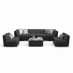 Black 7-Piece Wicker Patio Seating Set with Sunbrella Coal Cushions